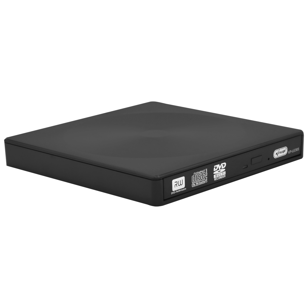 Gravador de DVD Externo Knup KP-LE303 / USB-C | USB 3.0 - Preto