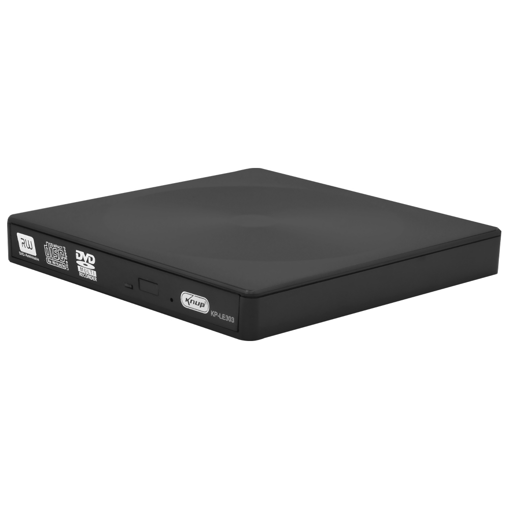 Gravador de DVD Externo Knup KP-LE303 / USB-C | USB 3.0 - Preto