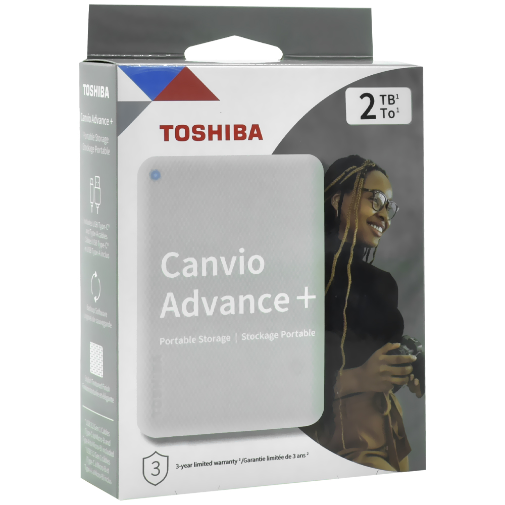 HD Externo Toshiba 2TB Canvio Advance+ 2.5" HDTCA20XWCAB - Branco