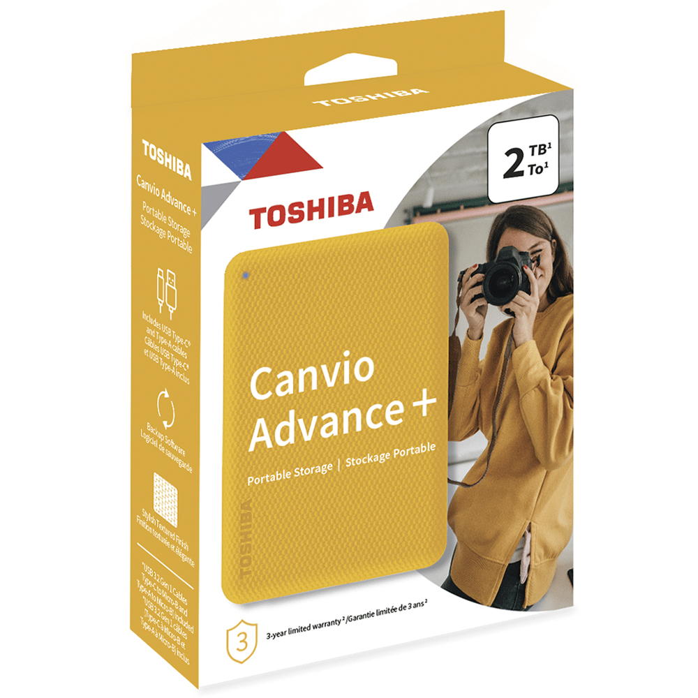 HD Externo Toshiba 2TB Canvio Advance+ 2.5"  HDTCA20XYCAB - Amarelo