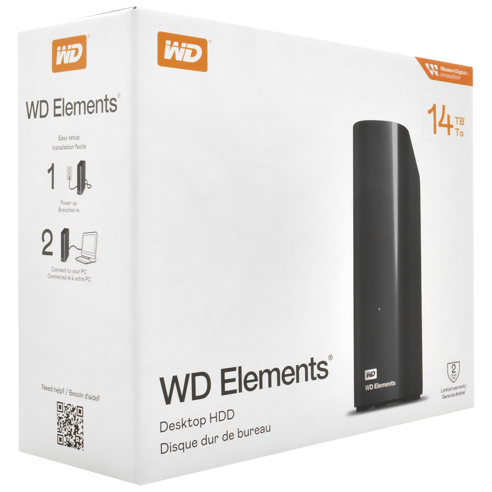 HD Externo Western Digital 14TB WD Elements 3.5" WDBWLG0140HBK - Preto