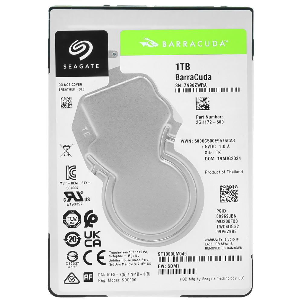 HD para Notebook Seagate 1TB BarraCuda 2.5" SATA 3 7200RPM - ST1000LM049