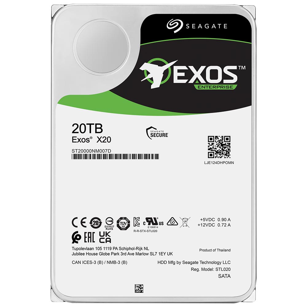 HD SATA3 20TB SEAGATE EXOS X20 ENTERPRISE 7200RPM 256MB - ST20000NM007D (GARANTIA PY)