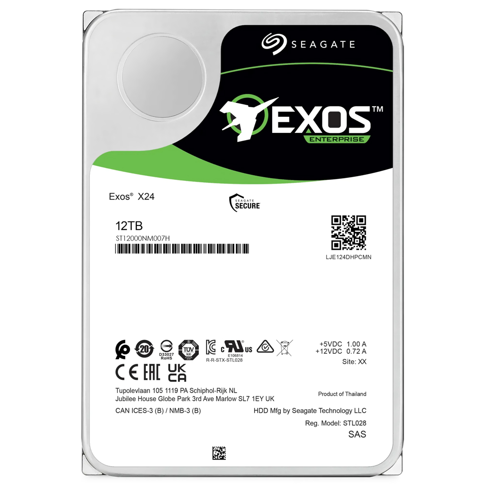 HD Seagate 12TB Exos X24 Enterprise 3.5" SAS 7200RPM - ST12000NM007H (GARANTIA BR)