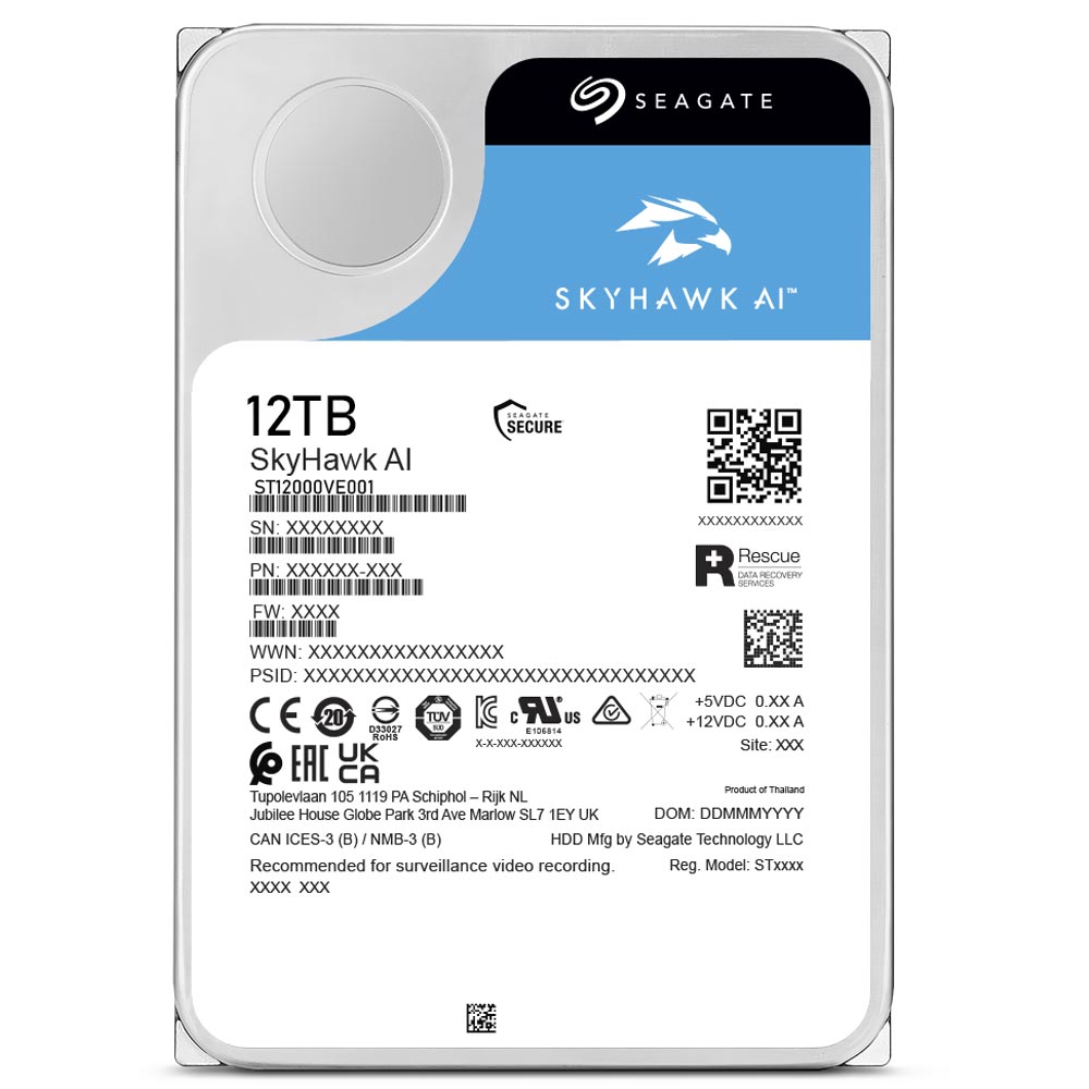 HD Seagate 12TB SkyHawk AI Surveillance 3.5" SATA 3 7200RPM - ST12000VE001 (GARANTIA BR)