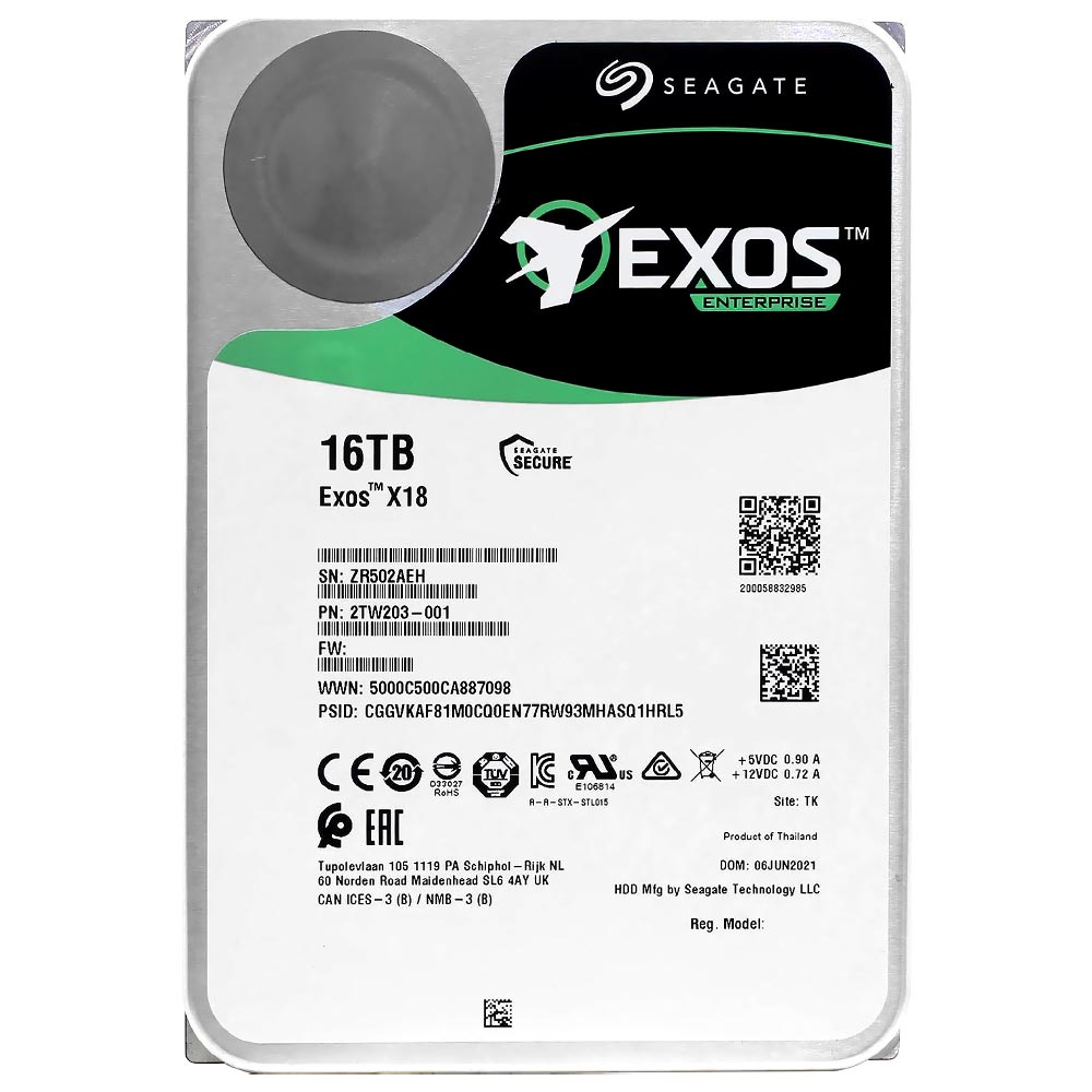 HD Seagate 16TB Exos X18 Enterprise 3.5" SATA 3 7200RPM - ST16000NM001J