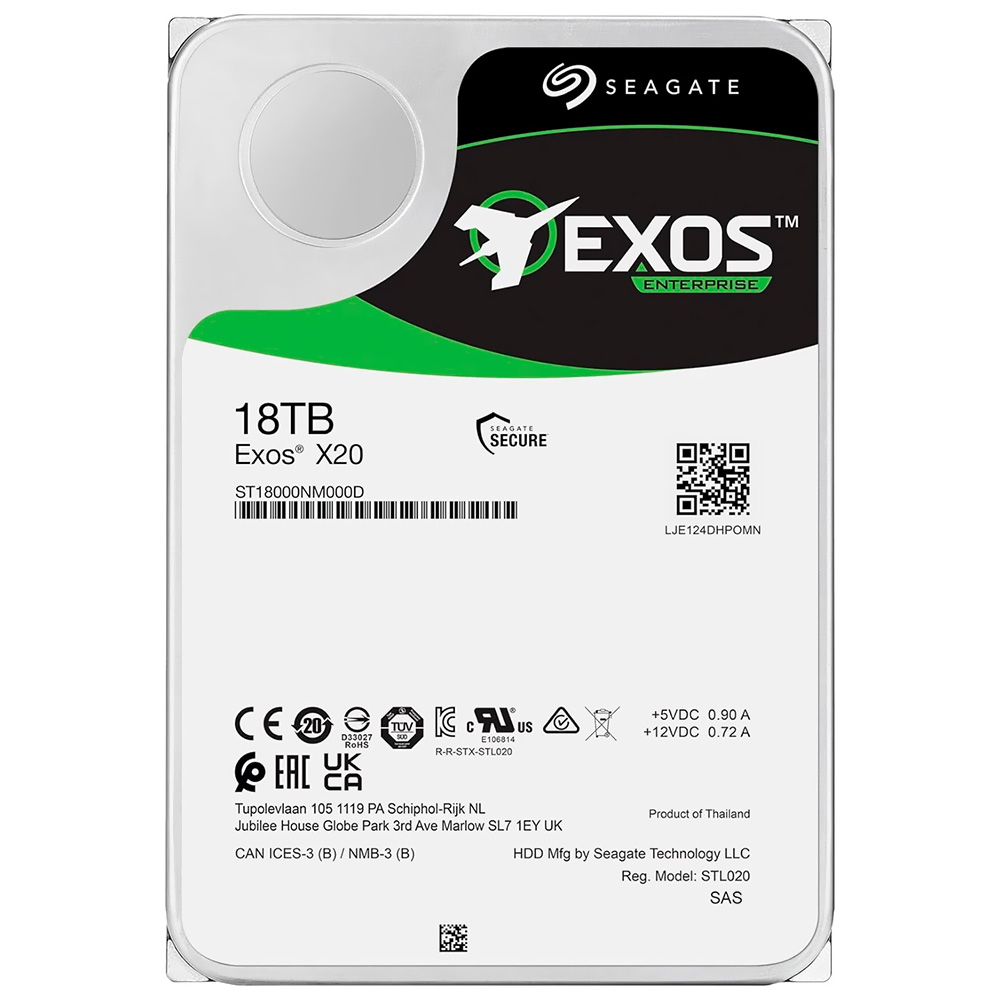 HD Seagate 18TB Exos X20 Enterprise 3.5" SATA 3 7200RPM - ST18000NM000D