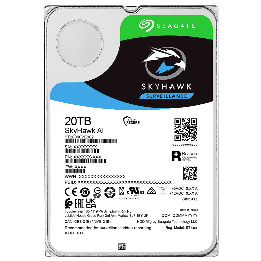 HD Seagate 20TB SkyHawk AI Surveillance 3.5" SATA 3 7200RPM - ST20000VE002