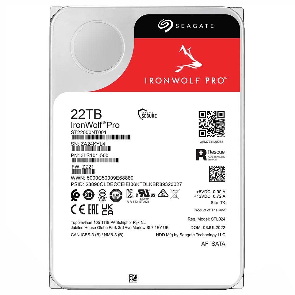 HD Seagate 22TB Iron Wolf Pro 3.5" SATA 3 7200RPM - ST22000NT001 (GARANTIA BR)