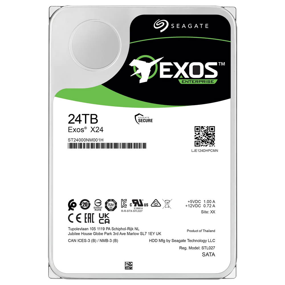 HD Seagate 24TB Exos X24 Enterprise 3.5" SATA 3 7200RPM - ST24000NM001H (GARANTIA BR)