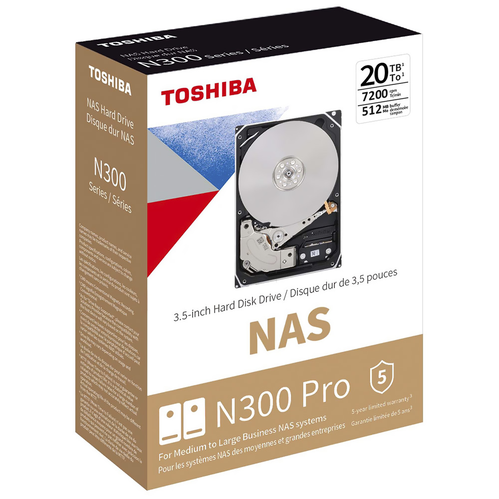 HD Toshiba 20TB N300 Pro Nas 3.5" SATA 3 7200RPM - HDWG62AXZSTB