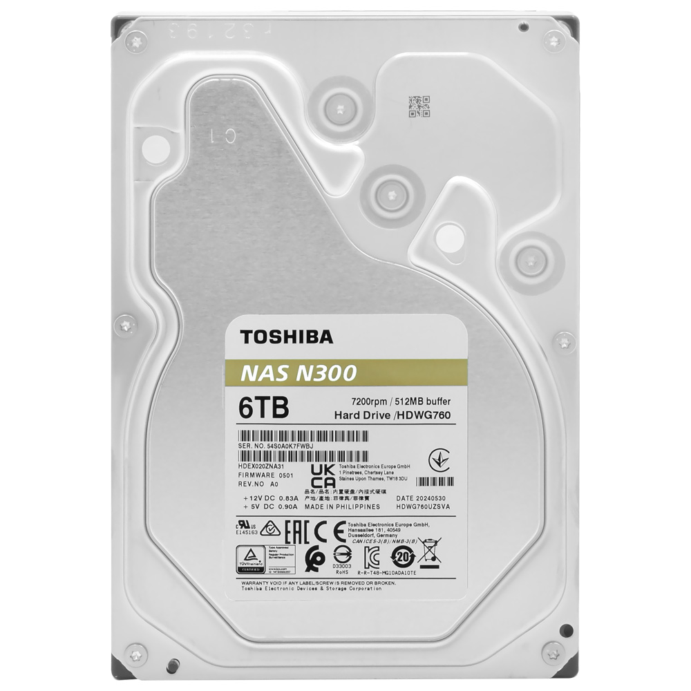 HD Toshiba 6TB N300 Nas 3.5" SATA 3 7200RPM - HDWG760XZSTA