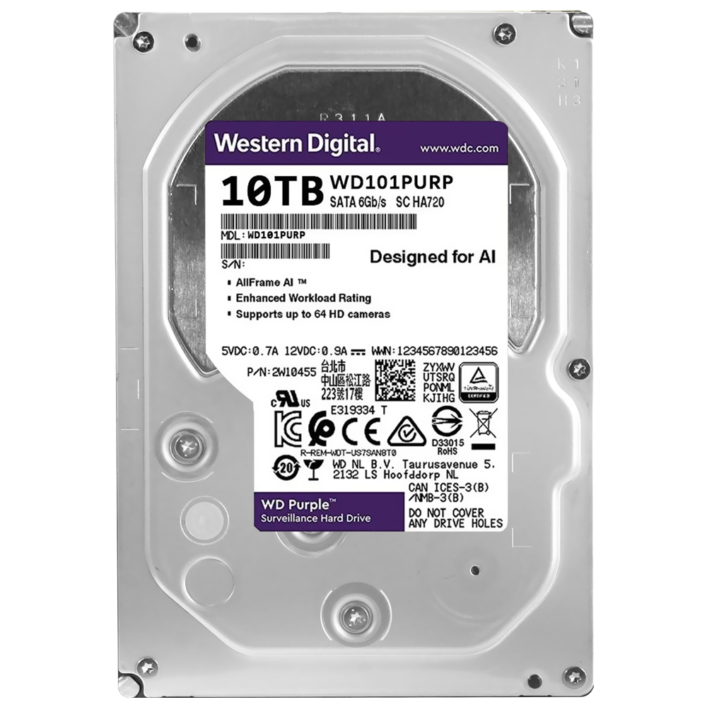 HD Western Digital 10TB WD Purple Pro 3.5" SATA 3 7200RPM -  WD101PURP (GARANTIA BR)