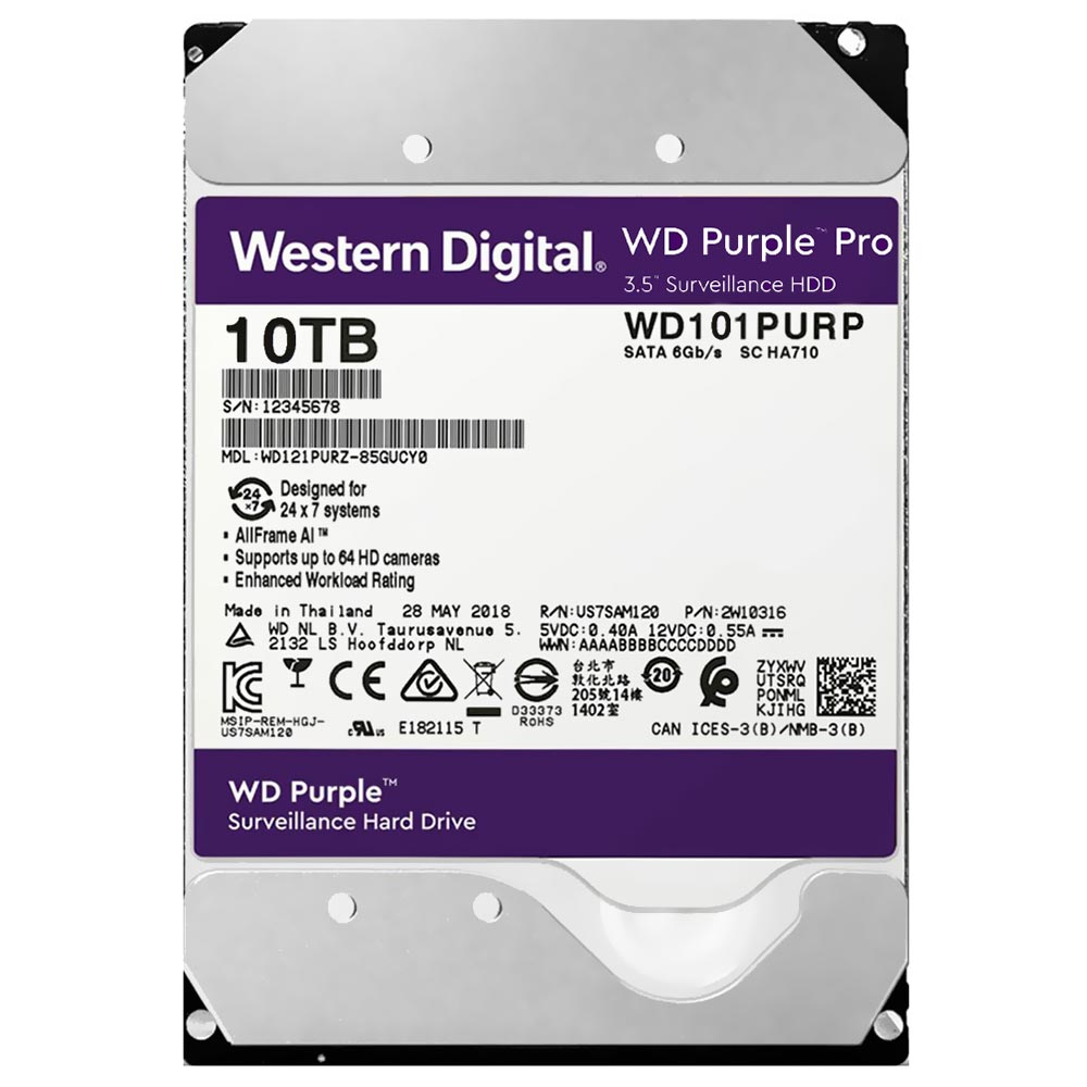 HD Western Digital 10TB WD Purple Pro 3.5" SATA 3 7200RPM - WD101PURP (GARANTIA PY)