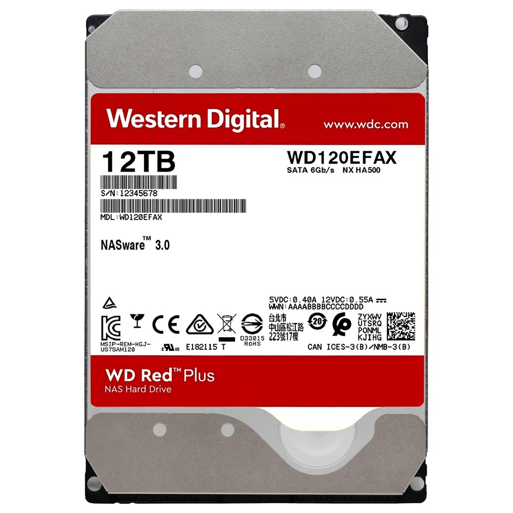 HD Western Digital 12TB WD Red Plus Nas 3.5" SATA 3 7200RPM-  WD120EFBX (GARANTIA BR)