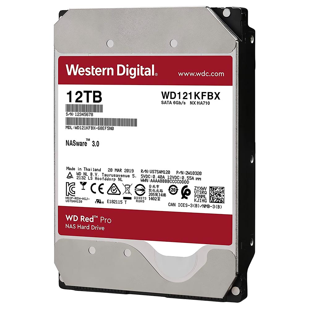 HD Western Digital 12TB WD Red Pro Nas 3.5" SATA 3 7200RPM - WD121KFBX (GARANTIA BR)