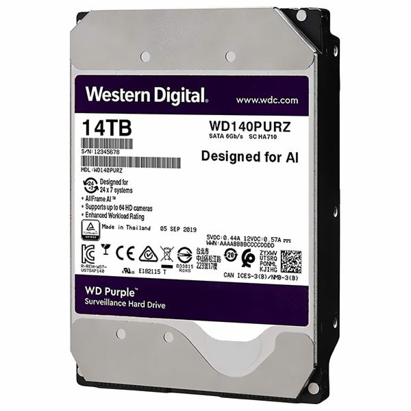 HD Western Digital 14TB WD Purple 3.5" SATA 3 7200RPM - WD140PURZ 