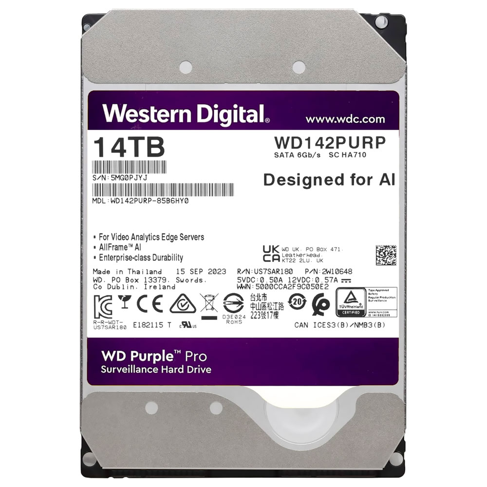 HD Western Digital 14TB WD Purple Pro Surveillance 3.5