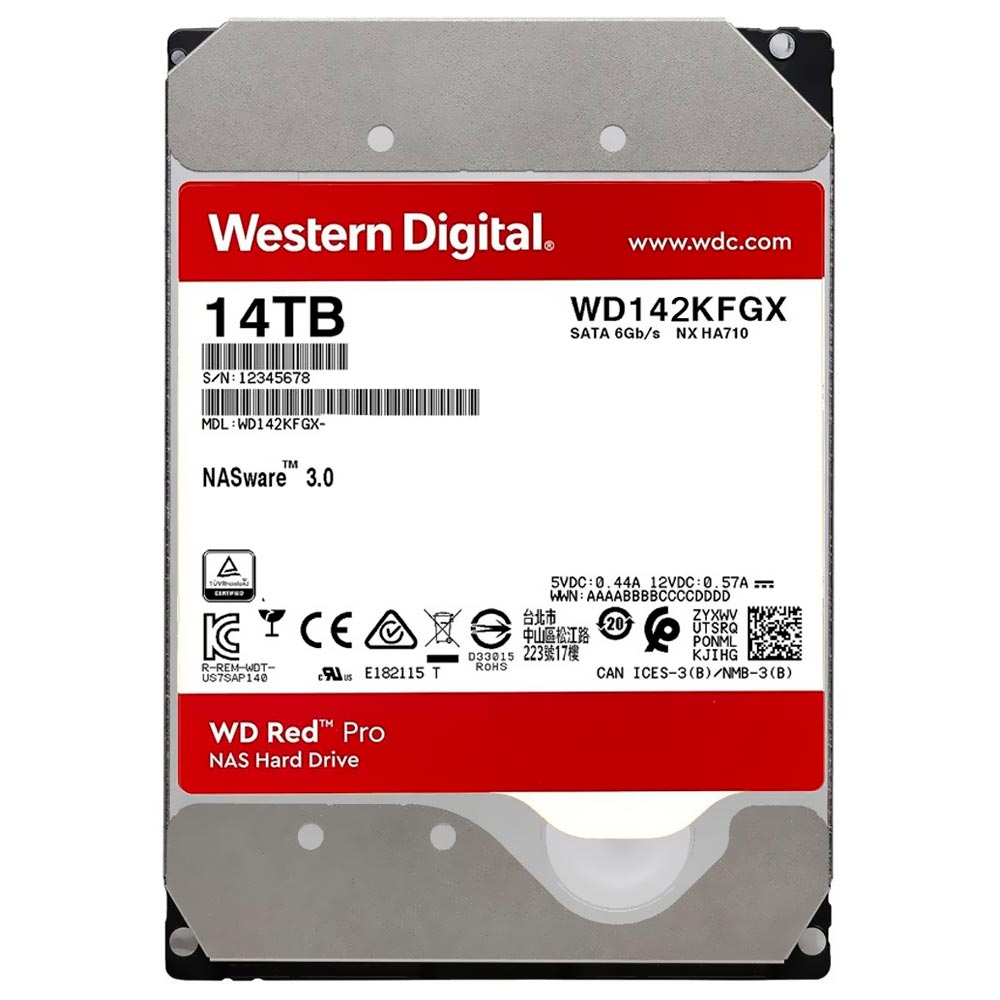 HD Western Digital 14TB WD Red Pro Nas 3.5" SATA 3 7200RPM - WD142KFGX (GARANTIA BR)