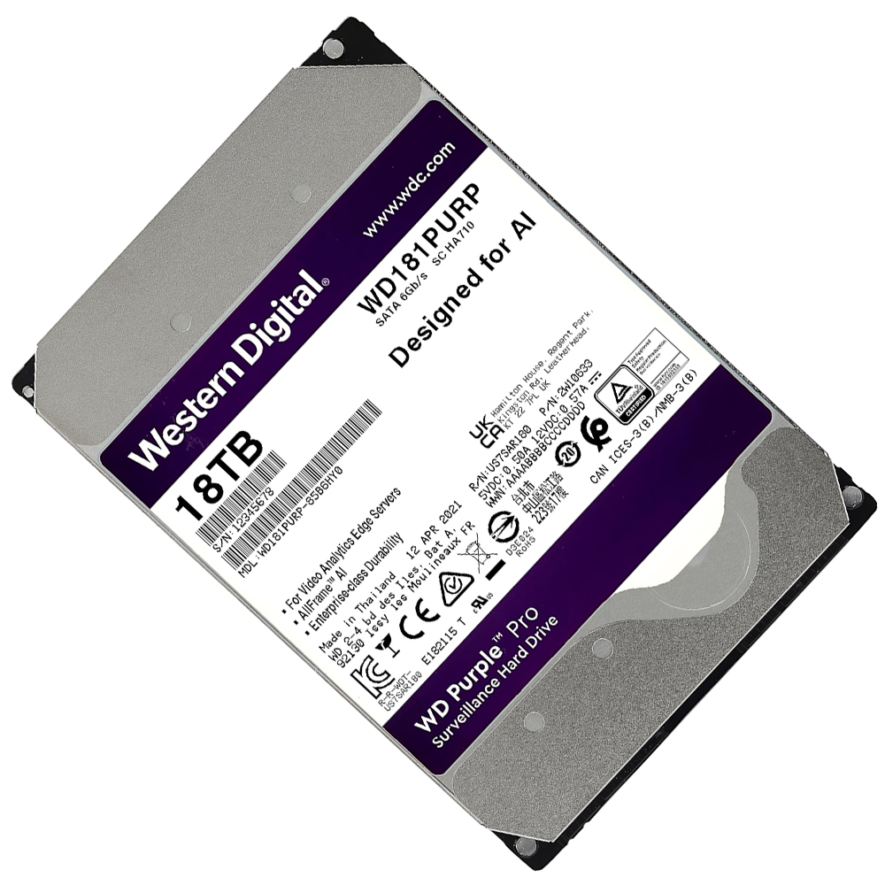 HD Western Digital 18TB WD Purple Pro 3.5" SATA 3 7200RPM -  WD181PURP (GARANTIA BR)