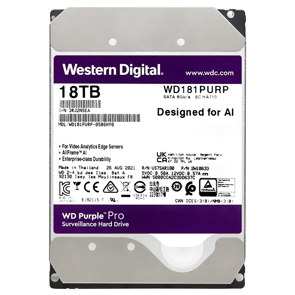 HD Western Digital 18TB WD Purple Pro 3.5" SATA 3 7200RPM -  WD181PURP 