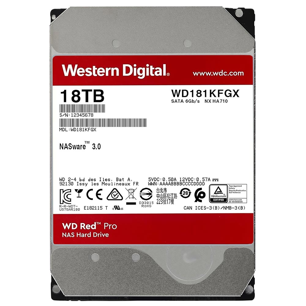 HD Western Digital 18TB WD Red Pro 3.5" SATA 3 7200RPM - WD181KFGX (GARANTIA BR)