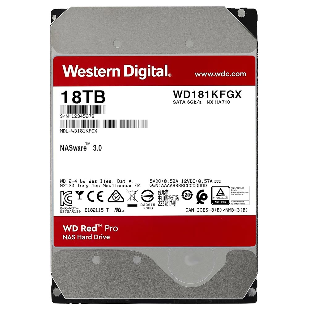 HD Western Digital 18TB WD Red Pro 3.5" SATA 3 7200RPM - WD181KFGX
