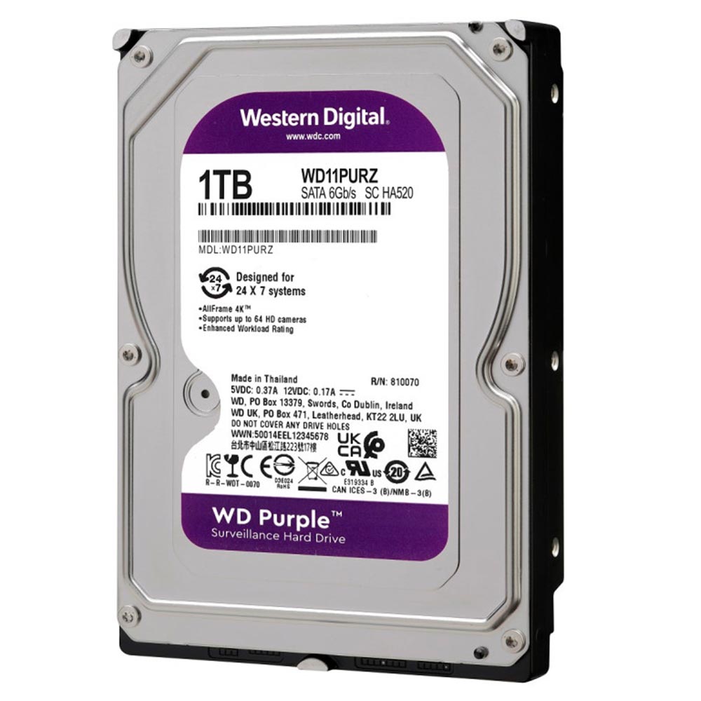 HD Western Digital 1TB WD Purple 3.5" SATA 3 5400RPM - WD11PURZ (GARANTIA BR)
