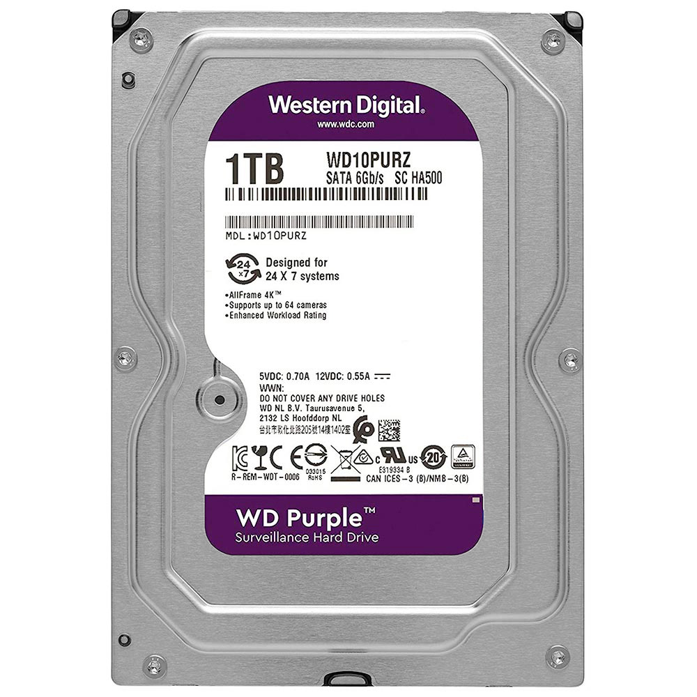 HD Western Digital 1TB WD Purple SATA 3 5400RPM 3.5" - WD10PURZ