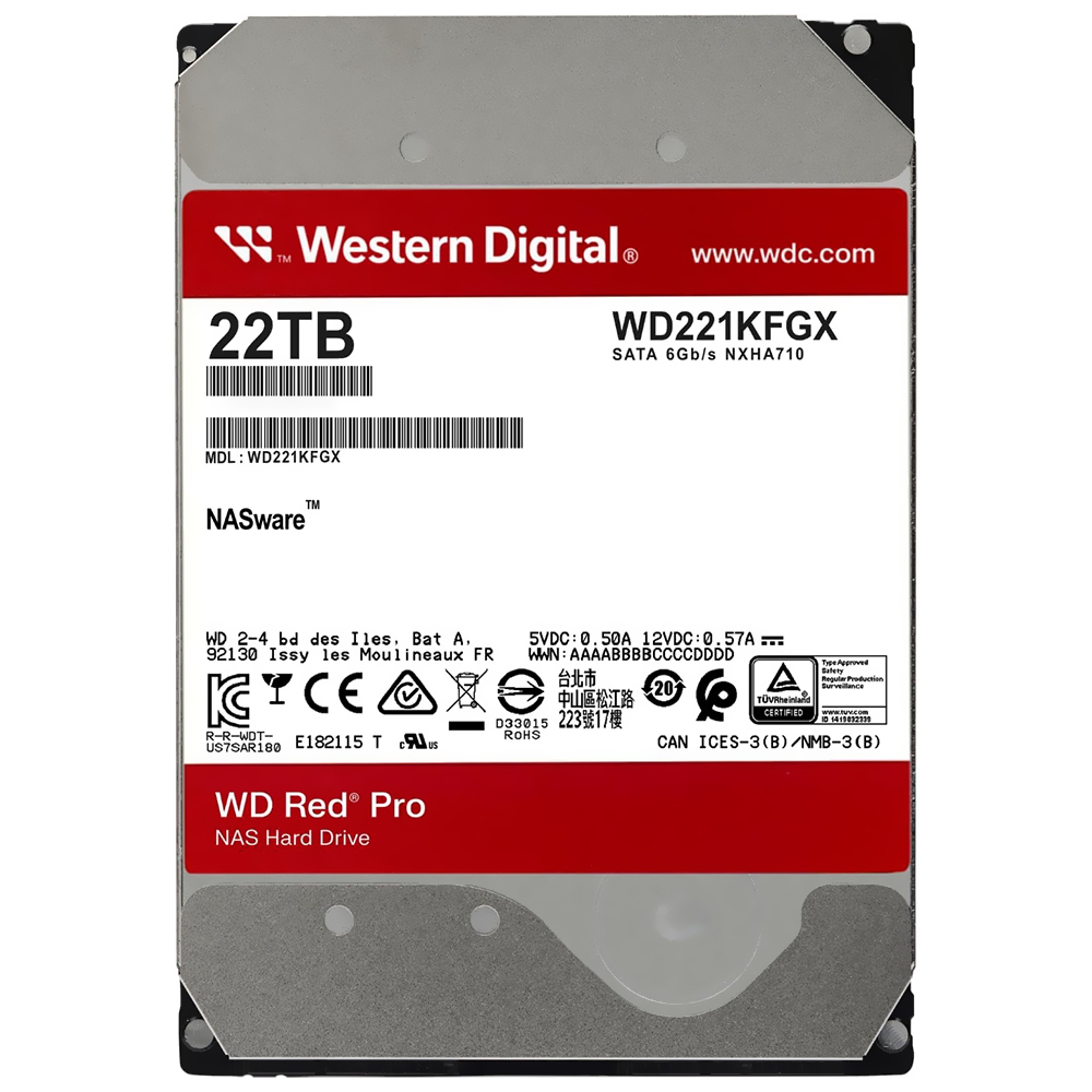 HD Western Digital 22TB WD Red Pro Nas 3.5" SATA 3 7200RPM - WD221KFGX (GARANTIA BR)