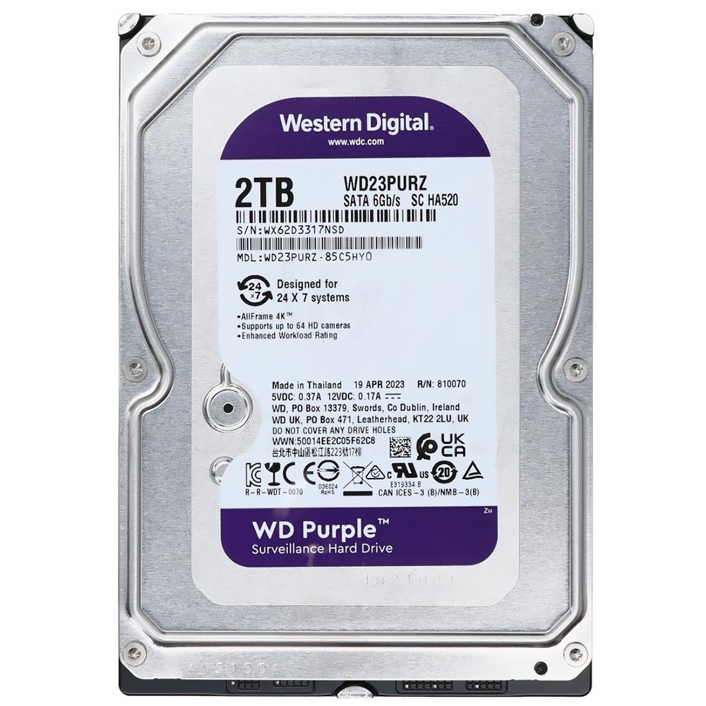 HD Western Digital 2TB WD Purple 3.5" SATA 3 5400RPM - WD23PURZ (GARANTIA BR)