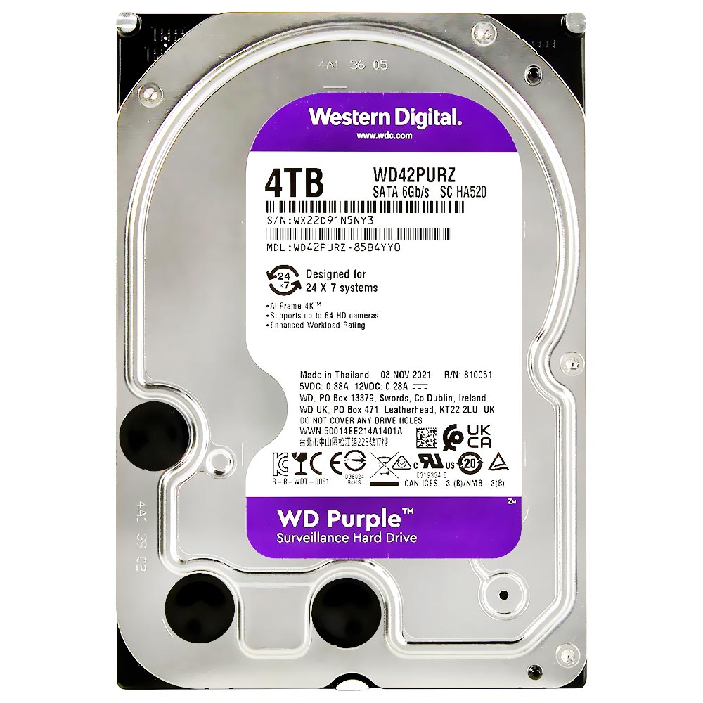 HD Western Digital 4TB WD Purple 3.5" SATA 3 5400RPM - WD43PURZ (Garantia PY)