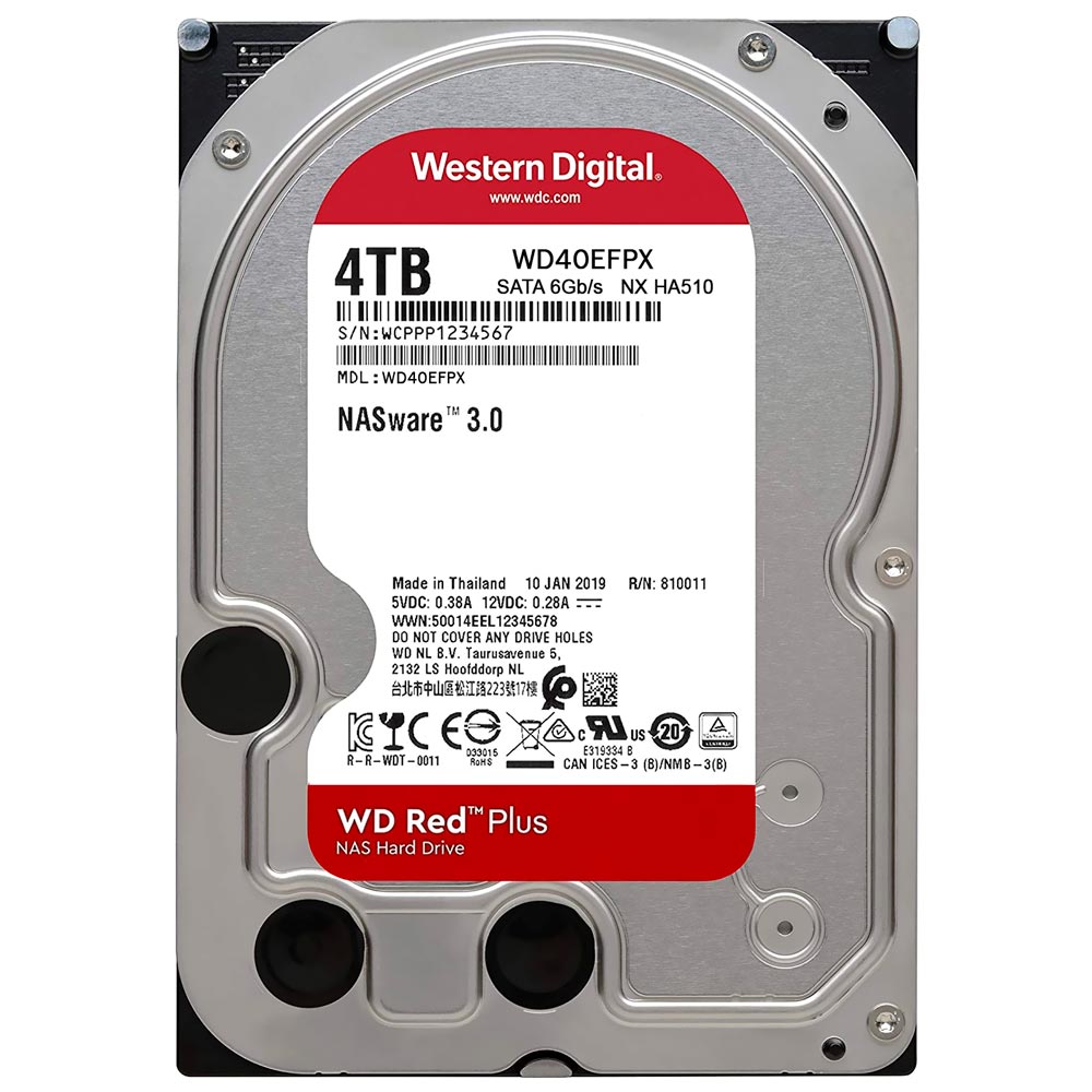 HD Western Digital 4TB WD Red Plus Nas 3.5" SATA 3 5400RPM - WD40EFPX (GARANTIA BR)
