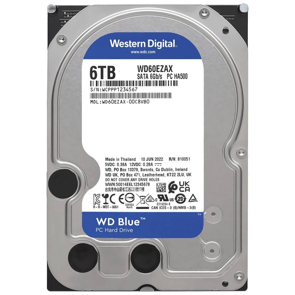 HD Western Digital 6TB WD Blue 3.5" SATA 3 5400RPM - WD60EZAX (GARANTIA BR)