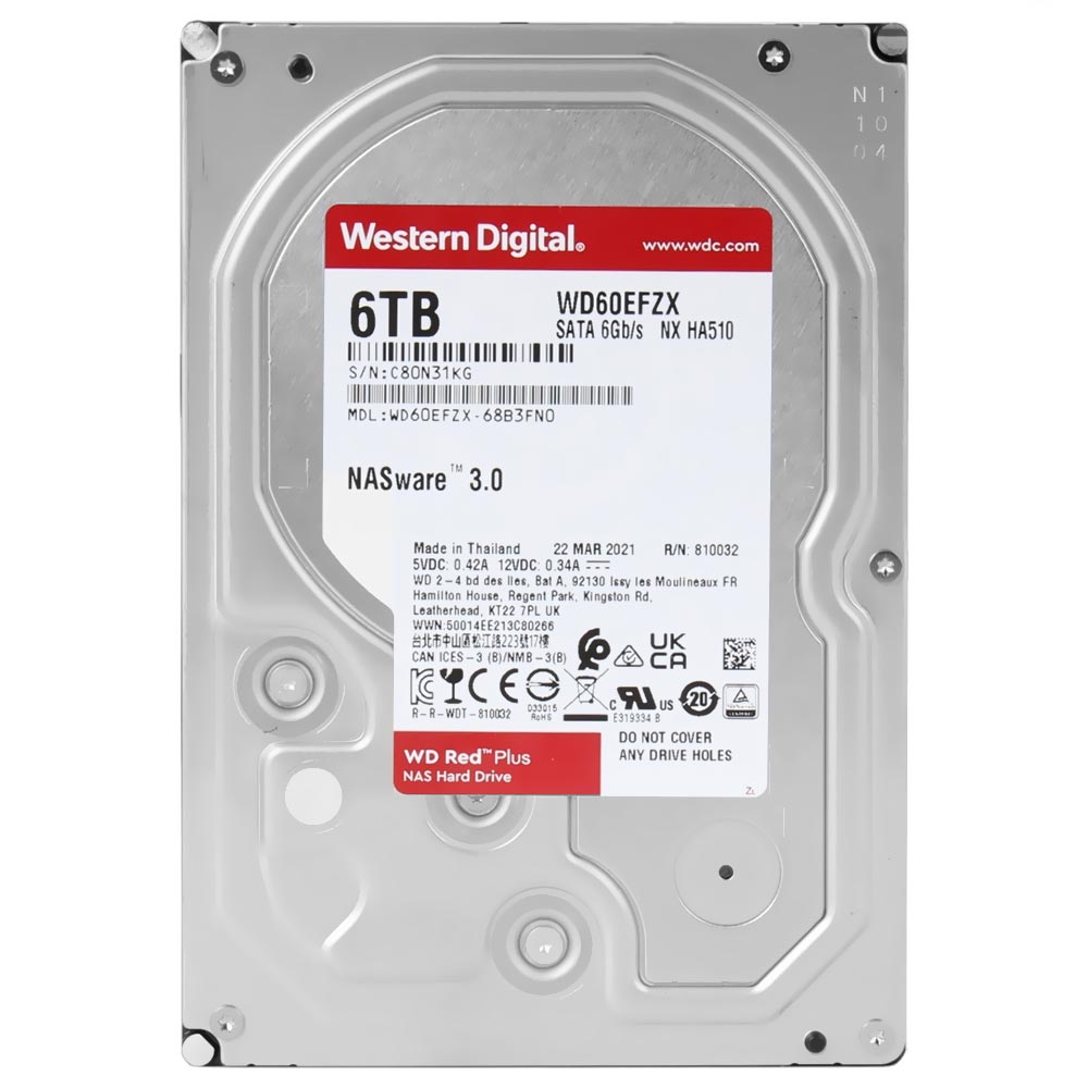 HD Western Digital 6TB WD Red Plus Nas 3.5" SATA 3 5400RPM - WD60EFZX
