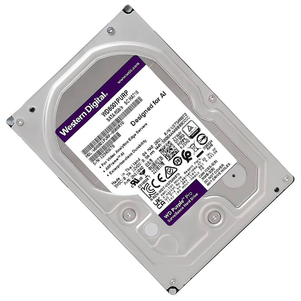 HD Western Digital 8TB WD Purple Pro 3.5" SATA 3 7200RPM - WD8001PURP (GARANTIA BR)