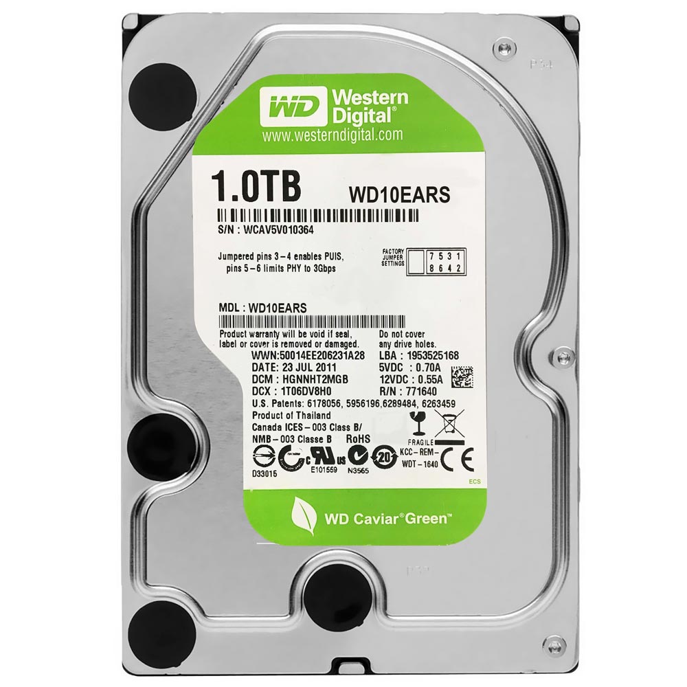 HD Western Digital 1TB WD Green 3.5" SATA 3 5400RPM Pull - WD10EARS