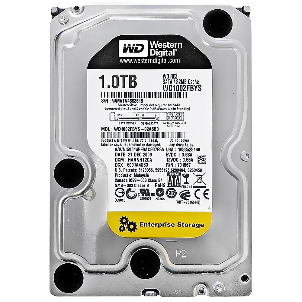 HD Western Digital 1TB WD RE3 3.5" SATA 3 7200RPM Pull - WD1002FBYS