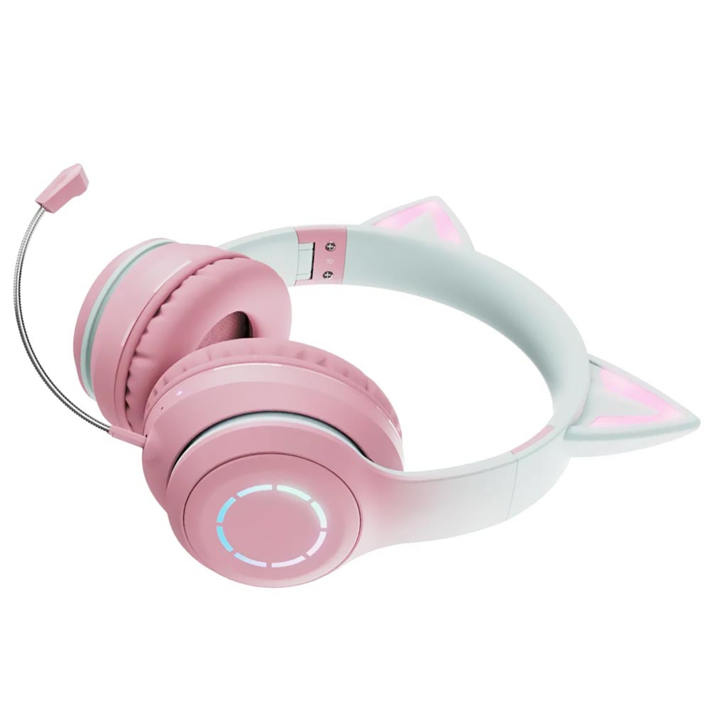 Fone Cat Havit BT029C Ear LED / Bluetooth - Rosa