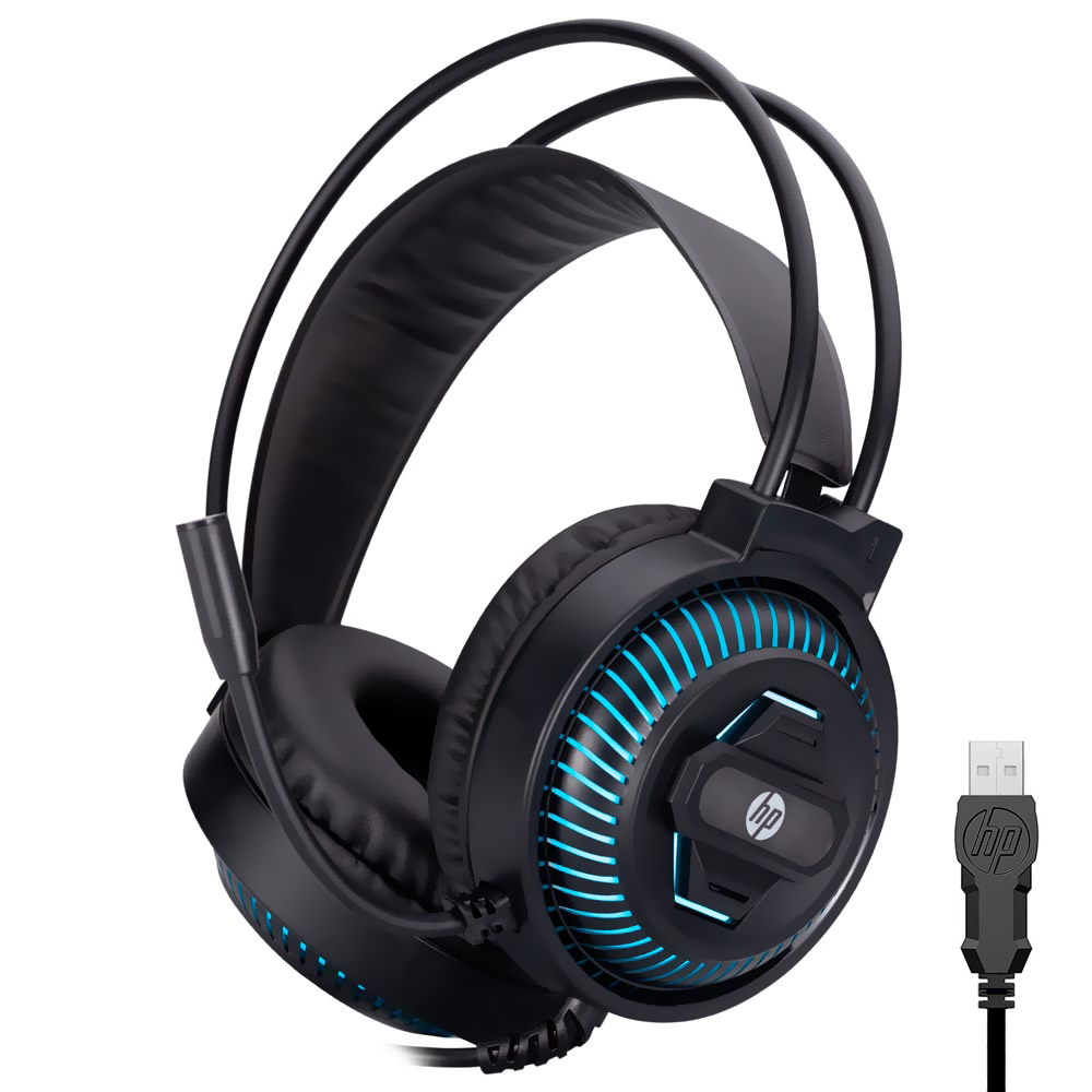 Fone de Ouvido HP DHE-8001U Stereo Headset / LED / Com Fio - Preto