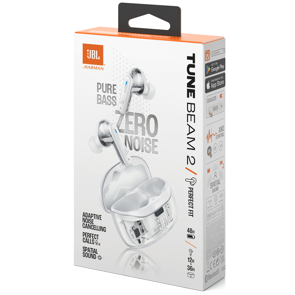 Fone de Ouvido JBL Tune Beam2 Perfect Fit TWS / Bluetooth - Ghost Branco