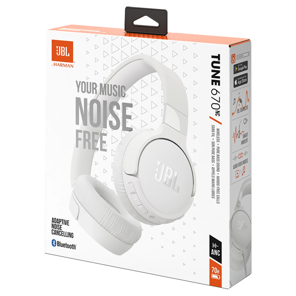 Fone de Ouvido JBL Tune T670NC Pure Bass / Bluetooth - Branco