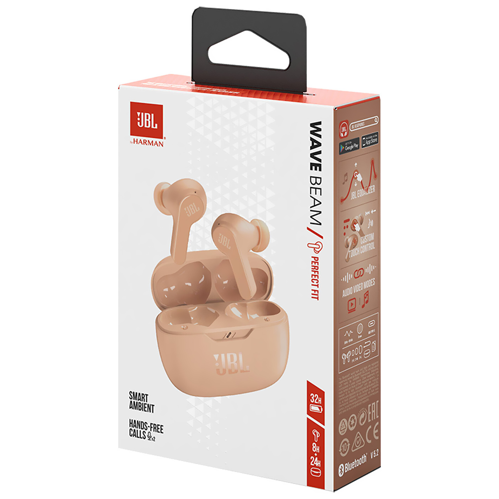 Fone de Ouvido JBL Wave Beam Perfect Fit TWS / Bluetooth - Beige