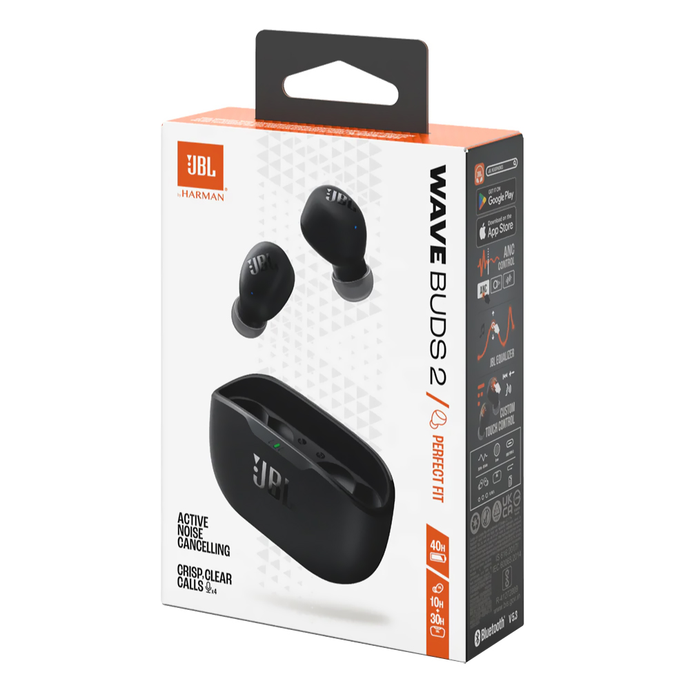 Fone de Ouvido JBL Wave Buds 2 Perfect Fit TWS / Bluetooth - Preto