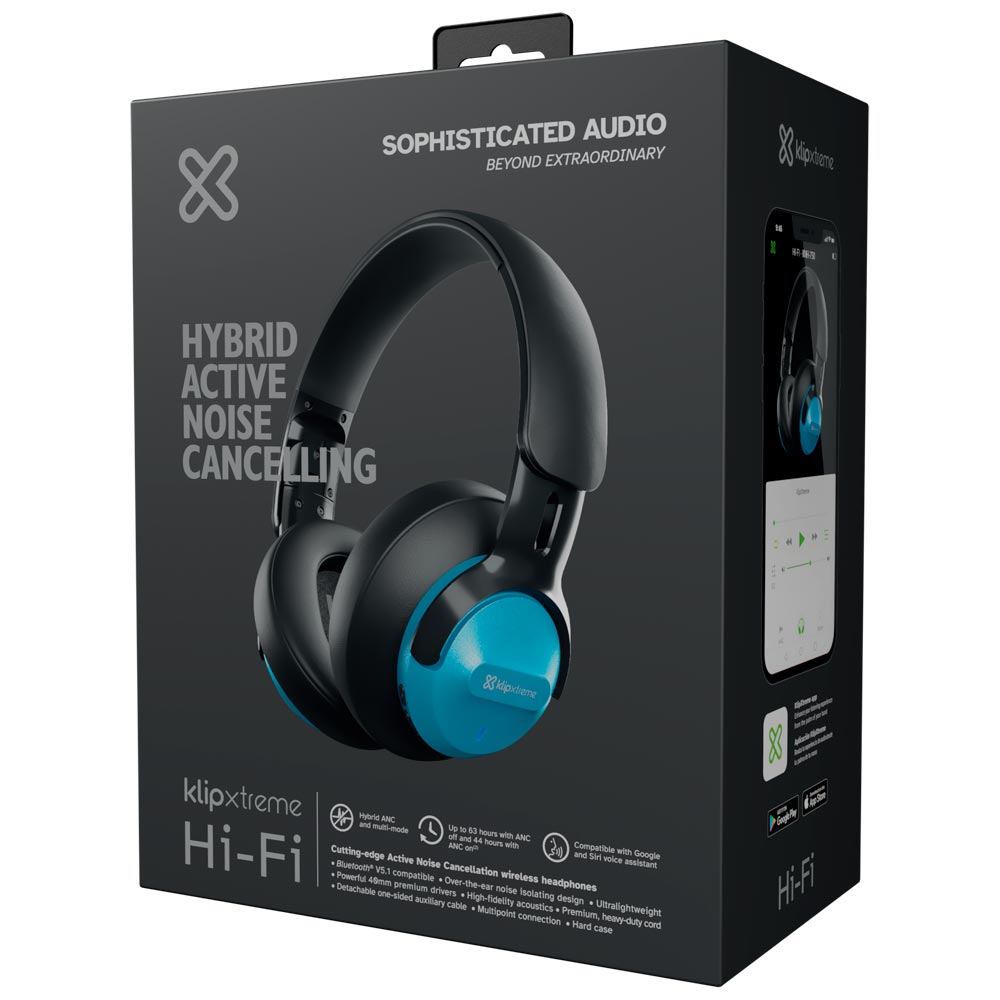 Fone de Ouvido Klip KNH-750BL HI-FI / Blueooth - Preto / Azul