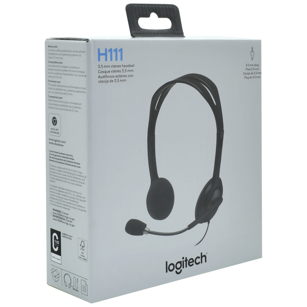 Fone de Ouvido Logitech H111 Stereo / Com Fio - Preto (981-000612)