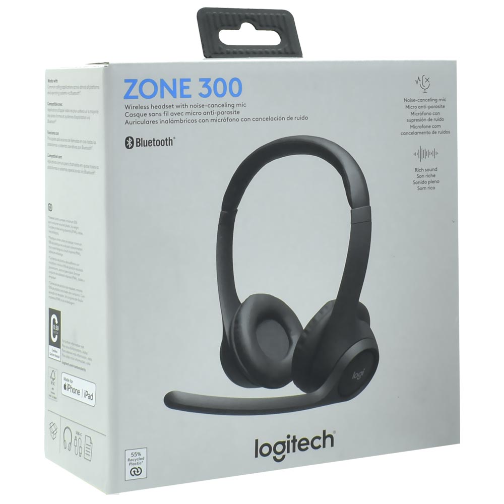 Fone de Ouvido Logitech Zone 300 / Bluetooth - Preto (981-001406)
