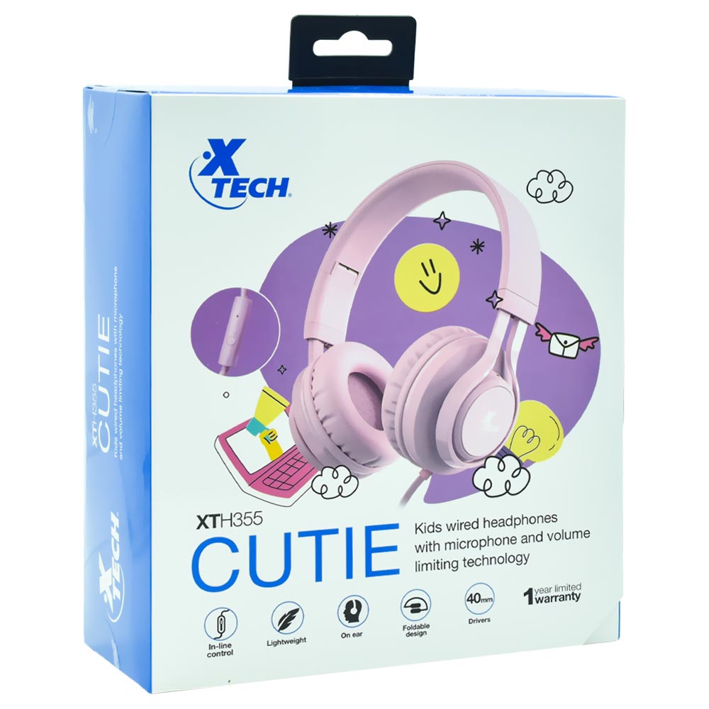 Fone de Ouvido Xtech XTH355 Cutie Kids / Com Fio - Rosa