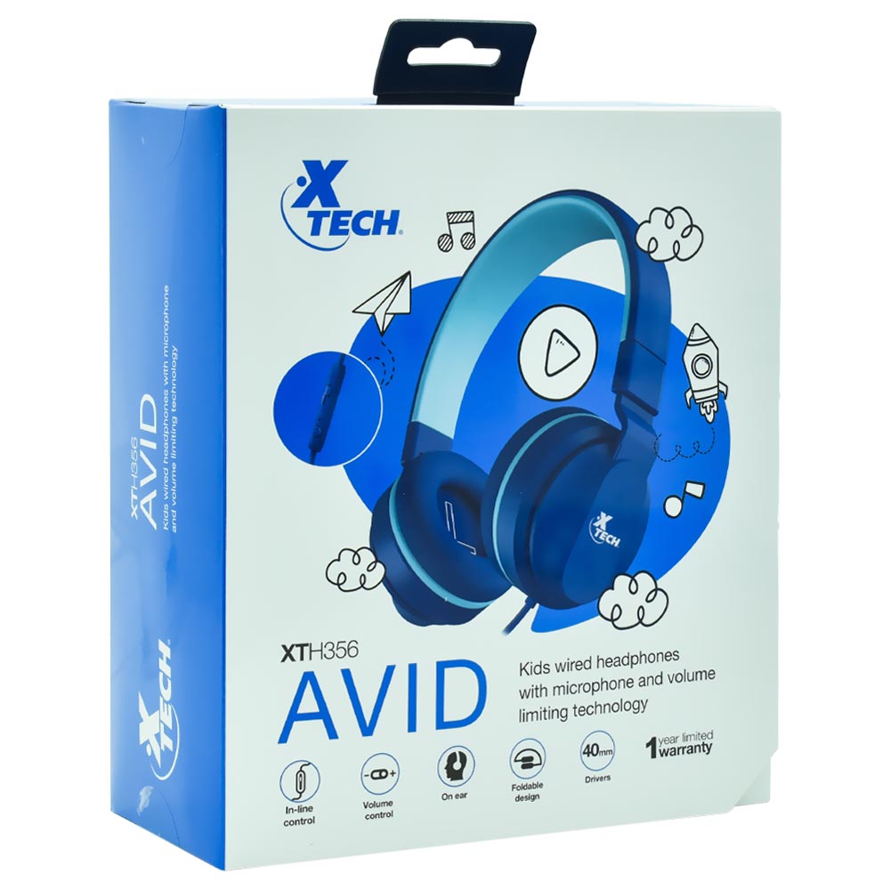 Fone de Ouvido Xtech XTH356 Avid Kids / Com Fio - Azul