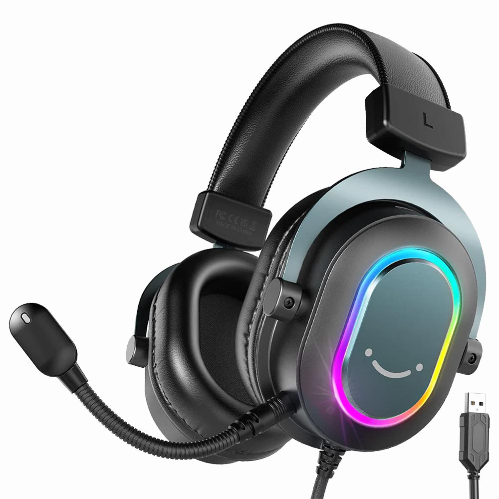 Fone Gamer Fifine H6 Ampligame RGB / Com Fio - Preto